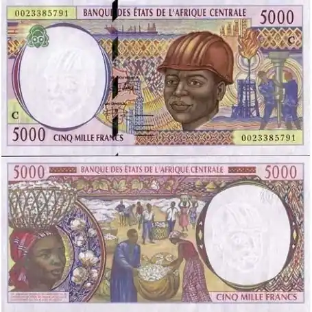Billet de collection Afrique Centrale CONGO Pk N° 104 - 5000 Francs Nouvelle Collection