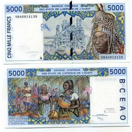 Achat Immédiat Billet de collection Afrique De L'ouest Cote D'ivoire Pk N° 113 - 5000 Francs