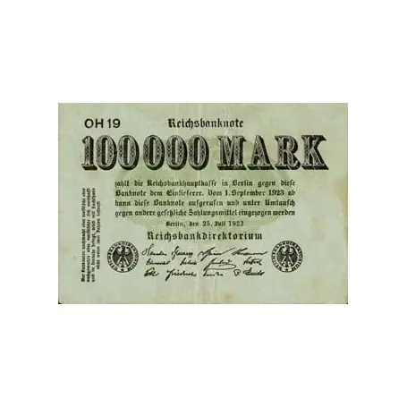 Billet de collection Allemagne Pk N° 91 - 100 000 Mark Authentique