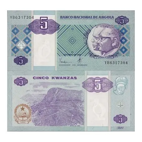 Billet de collection Angola Pk N° 144 - 5 Kwanzas Usine Directe