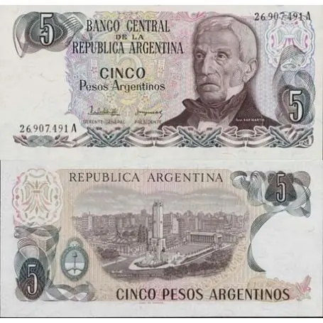 Édition Limitée Billets collection Argentine Pk N° 312 - 5 Pesos
