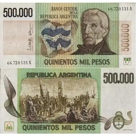 Billet de banque Argentine Pk N° 309 - 500000 Pesos Prix Réduit