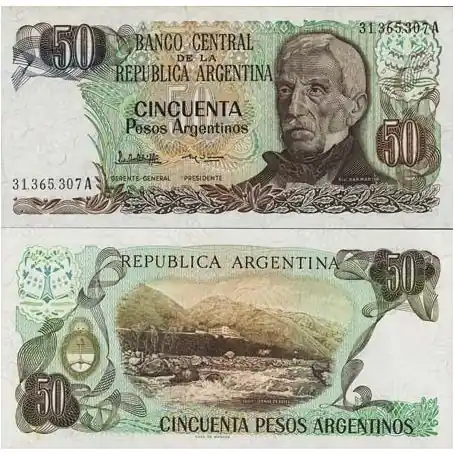 Billet de banque Argentine Pk N° 314 - 50 Pesos Seulement Aujourd’hui
