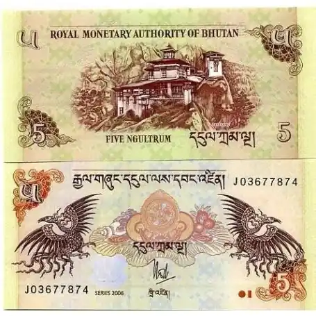Dernier Modèle Billets banque Bhoutan Pk N° 28 - 5 Ngultrum