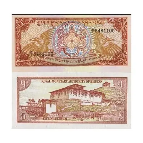 Haute Qualité Billet de collection Bhoutan Pk N° 14 - 5 Ngultrums