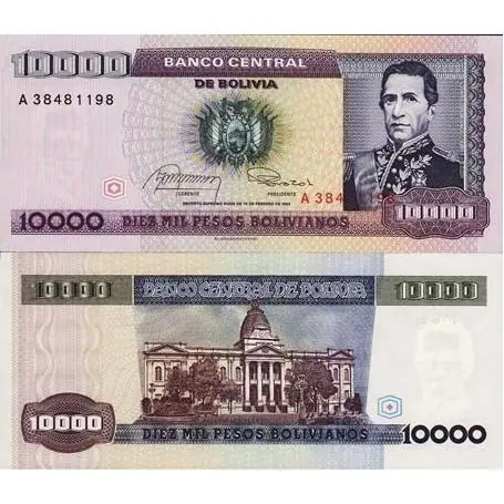Billets de banque Bolivie Pk N° 169 - 10000 Pesos Jusqu’à Épuisement Des Stocks