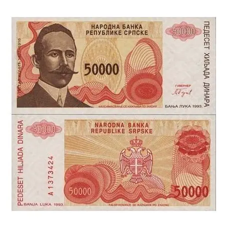 Billet de collection Bosnie Pk N° 150 - 50000 Dinara Certifié