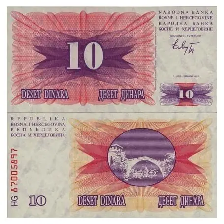 Meilleure Vente Billet de collection Bosnie Pk N° 10 - 10 Dinara