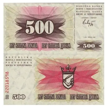 Seulement Aujourd’hui Billets collection Bosnie Pk N° 14 - 500 Dinara