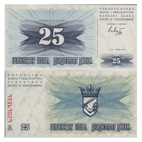 Promotion Saisonnière Billet de collection Bosnie Pk N° 11 - 25 Dinara