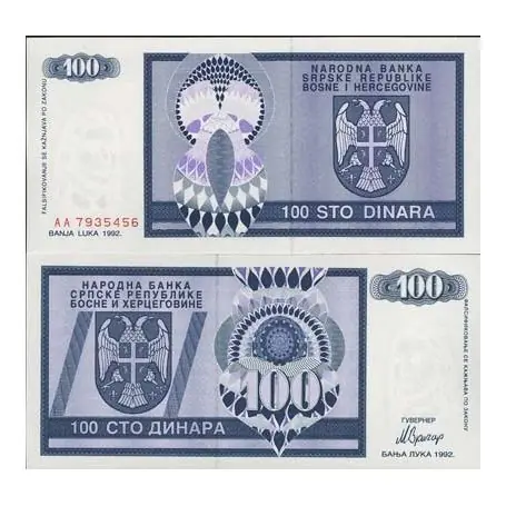 Billet de collection Bosnie Pk N° 135 - 100 Dinara Dernier Modèle