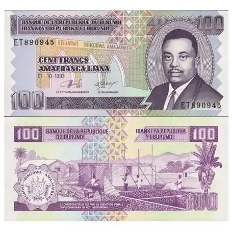 Retour Gratuit Billets banque Burundi Pk N° 37 - 100 Francs