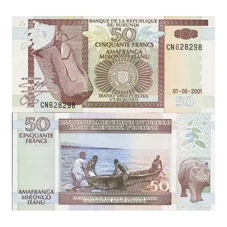 Billets banque Burundi Pk N° 36 - 50 Francs Garantie Incluse