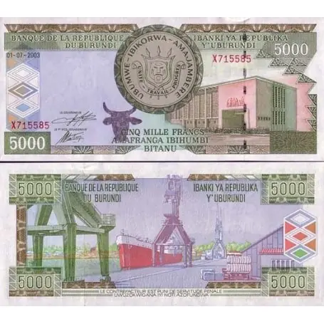 Billet de banque Burundi Pk N° 42 - 5000 Francs Prix Promo