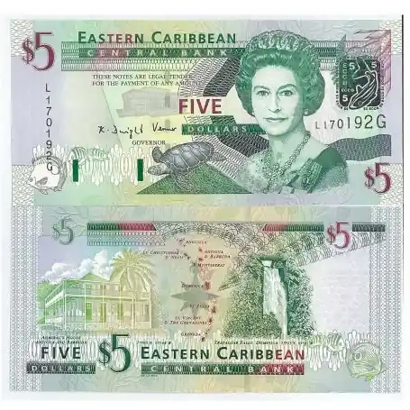 Meilleure Qualité Billets collection Caraibes etats de l'est Pk N° 47 - 5 dollars