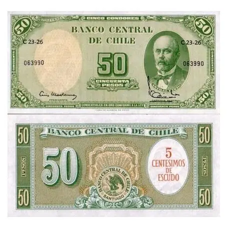 Billets banque Chili Pk N° 126 - 50 Pesos Meilleur Choix