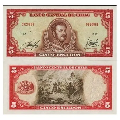 Petit Prix Billets collection Chili Pk N° 138 - 5 Escudos