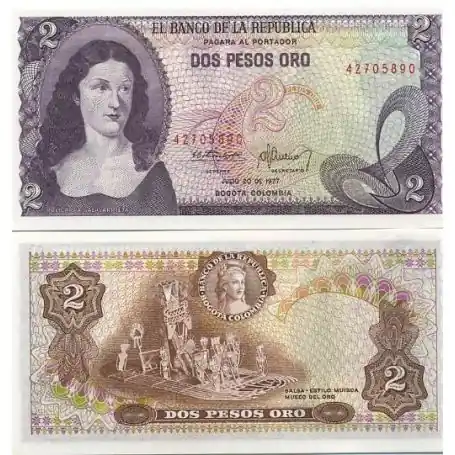 Billets collection Colombie Pk N° 413 - 2 Pesos Fait Main
