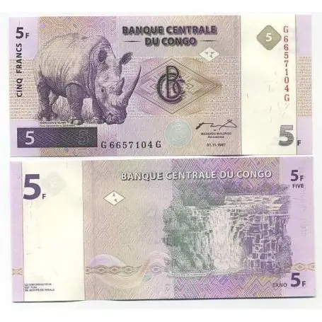 Dernière Chance Billets collection Congo Pk N° 86 - 5 Francs