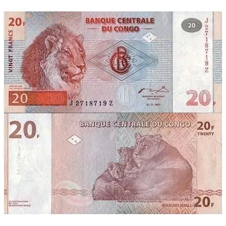Billets banque Congo Pk N° 88 - 20 Francs Nouvel Arrivage