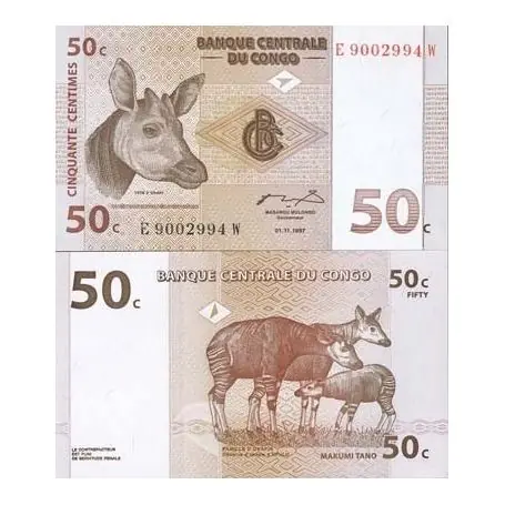 Garantie Incluse Billet de collection Congo Pk N° 84 - 50 Francs