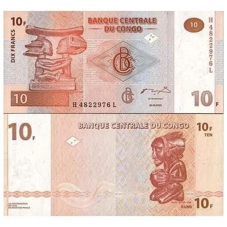Billets collection Congo Pk N° 93 - 10 Francs Affaire À Saisir