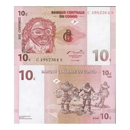 Exclusif Billets banque Congo Pk N° 82 - 10 Centimes