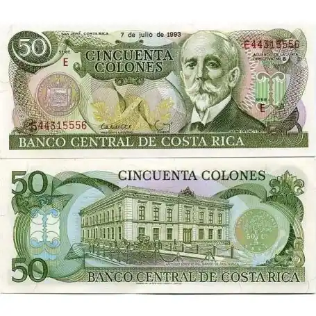 Billets banque Costa Rica Pk N° 257 - 50 Colones Seulement Aujourd’hui