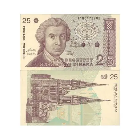 Billets banque Croatie Pk N° 19 - 25 Dinars Premium