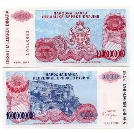 Billet de collection Rep. Serbe de Krajina Pk N° 28 - 10 Milliar Dinara Super Prix