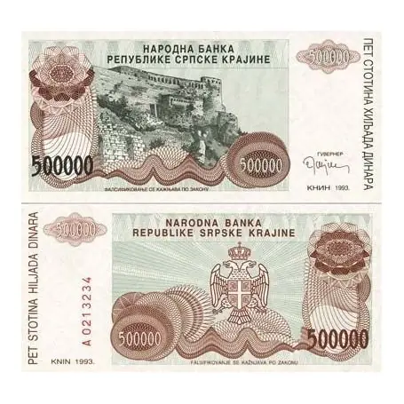 Billet de banque Rep. Serbe de Krajina Pk N° 23 - 500000000 Dinara Nouvel Arrivage