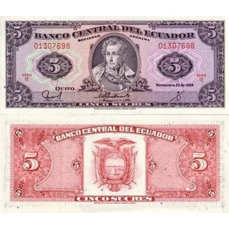 Top Vente Billets de banque Equateur Pk N° 113 - 5 Sucres