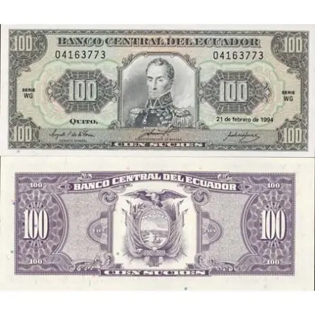 Billets banque Equateur Pk N° 123 - 100 Sucres Prix Bas