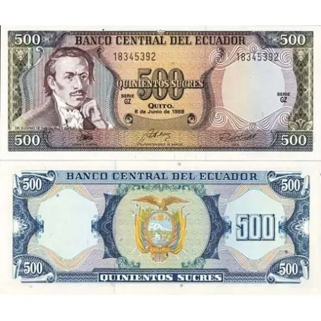 Billet de banque Equateur Pk N° 124 - 500 Sucres Must-Have