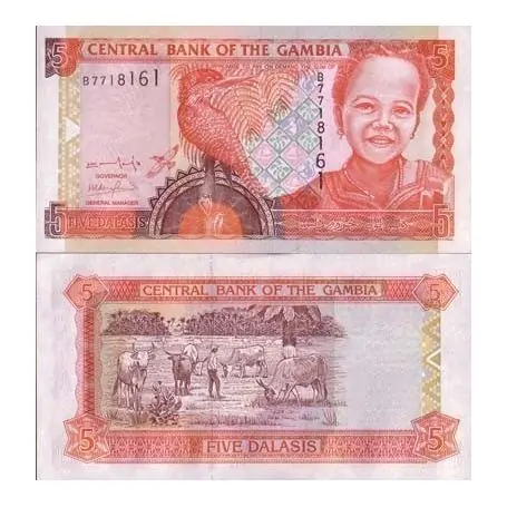 Prix Cassé Billet de banque GAMBIE Pk N° 20 - 5 Dalasis