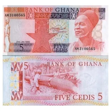 Billets banque Ghana Pk N° 19 - 5 Cedis Bon Plan