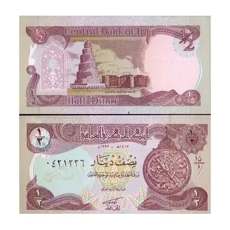 Billet de collection Irak Pk N° 78 - 1/2 Dinar Livraison Mondiale