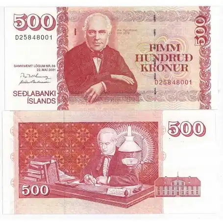 Billets collection Islande Pk N° 59 - 500 Kronur Vente Flash