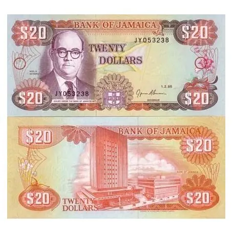 Billet de banque Jamaique Pk N° 72 - 20 Dollars Premium