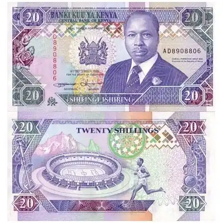 Billet de banque KENYA Pk N° 31 - 20 Shilling Fait Main