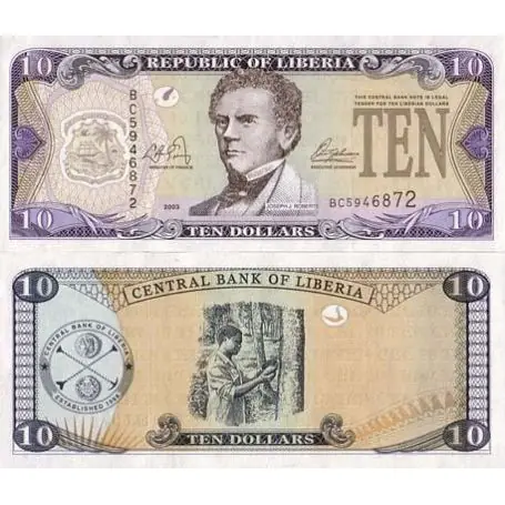 Dernier Modèle Billets banque LIBERIA Pk N° 27 - 10 Dollar