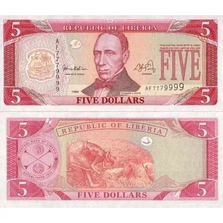 Billets collection LIBERIA Pk N° 21 - 5 Dollar Prix Bas