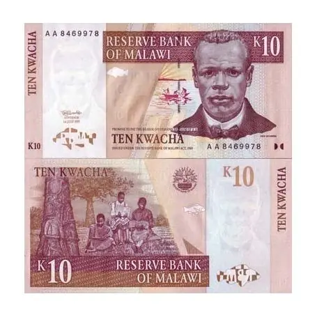 Billets de banque Malawi Pk N° 37 - 10 Kwacha Acheter Direct
