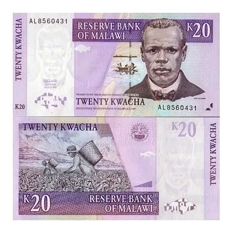 Billet de collection Malawi Pk N° 38 - 20 Kwacha Nouveauté