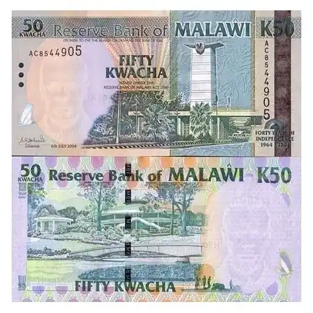 Dernier Modèle Billet de banque Malawi Pk N° 49 - 50 Kwacha
