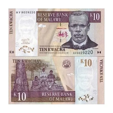 Billets de banque Malawi Pk N° 43 - 10 Kwacha Must-Have