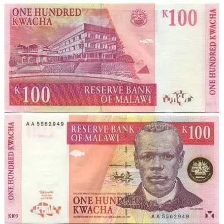 Prix Cassé Billet de collection Malawi Pk N° 40 - 100 Kwacha