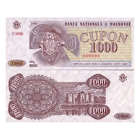 Billets banque Moldavie Pk N° 3 - 1000 Cupon Commander Vite