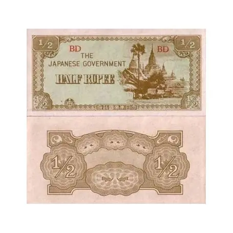 Top Qualité Billets collection Myanmar Pk N° 13 - 1/2 Rupee