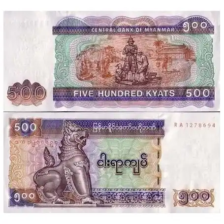 Gros Lot Billet de collection Myanmar Pk N° 76 - 500 Kyat